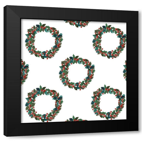 Cut Wreath Christmas Collection G Black Modern Wood Framed Art Print with Double Matting by Moore, Regina
