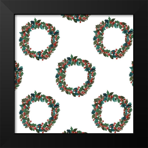 Cut Wreath Christmas Collection G Black Modern Wood Framed Art Print by Moore, Regina