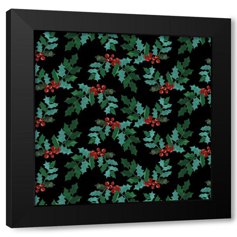 Cut Wreath Christmas Collection H Black Modern Wood Framed Art Print with Double Matting by Moore, Regina