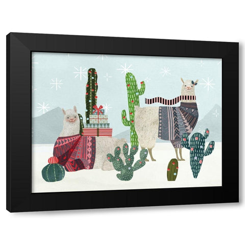 Holiday Llama Collection A Black Modern Wood Framed Art Print by Borges, Victoria