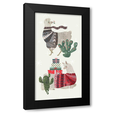 Holiday Llama Collection B Black Modern Wood Framed Art Print with Double Matting by Borges, Victoria