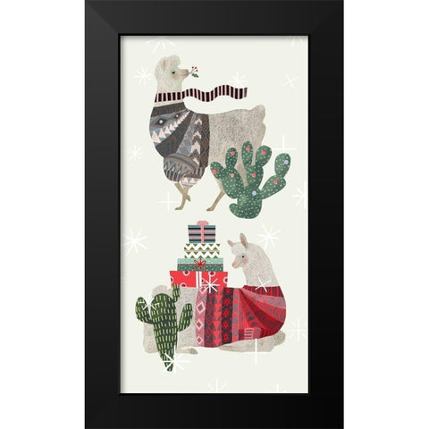 Holiday Llama Collection B Black Modern Wood Framed Art Print by Borges, Victoria