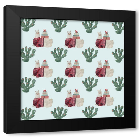 Holiday Llama Collection G Black Modern Wood Framed Art Print by Borges, Victoria