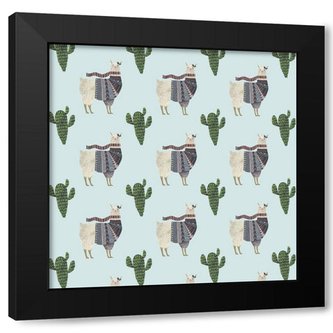 Holiday Llama Collection I Black Modern Wood Framed Art Print with Double Matting by Borges, Victoria