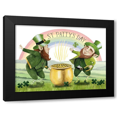 Leprechauns Rainbow Collection A Black Modern Wood Framed Art Print with Double Matting by Popp, Grace