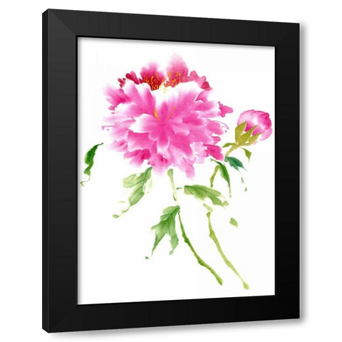 Peonies in Pink I Black Modern Wood Framed Art Print with Double Matting by Parker, Nan Rae