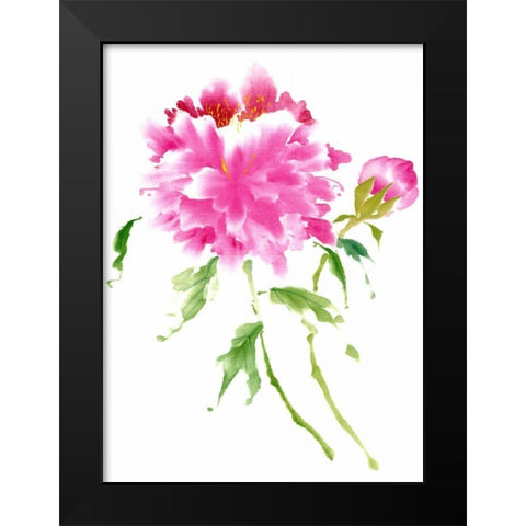 Peonies in Pink I Black Modern Wood Framed Art Print by Parker, Nan Rae