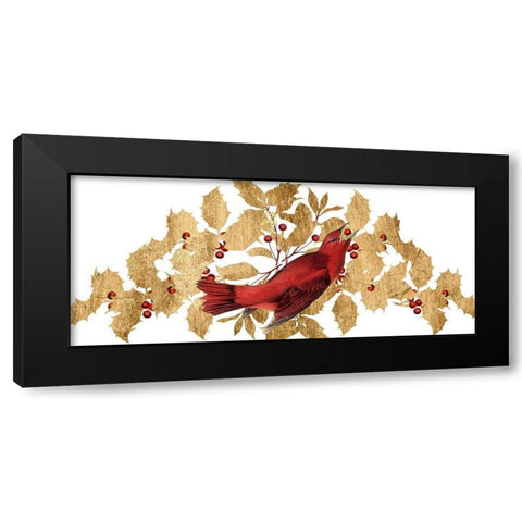 Red Bird Christmas Collection D Black Modern Wood Framed Art Print with Double Matting by Studio W