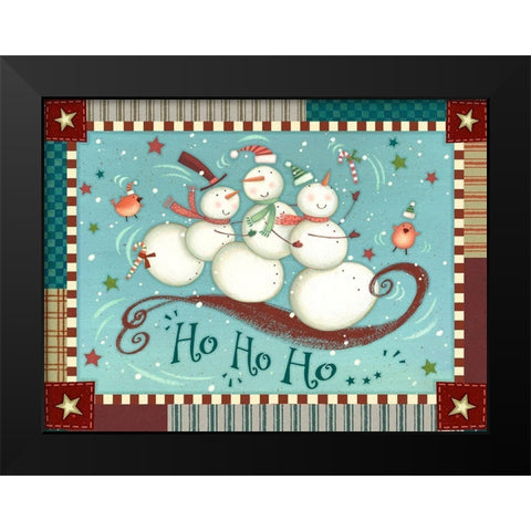 Sledding Snowmen Collection A Black Modern Wood Framed Art Print by Eisner, Viv