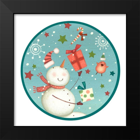 Sledding Snowmen Collection C Black Modern Wood Framed Art Print by Eisner, Viv