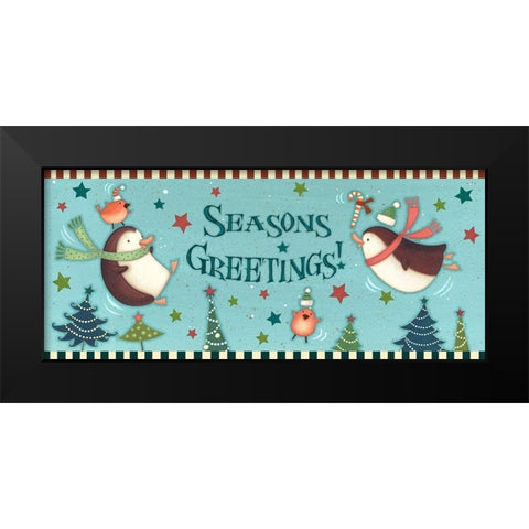 Sledding Snowmen Collection D Black Modern Wood Framed Art Print by Eisner, Viv