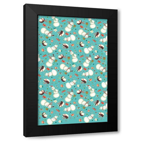 Sledding Snowmen Collection E Black Modern Wood Framed Art Print with Double Matting by Eisner, Viv