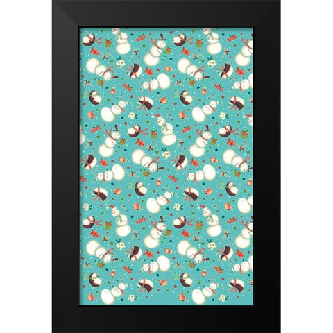 Sledding Snowmen Collection E Black Modern Wood Framed Art Print by Eisner, Viv