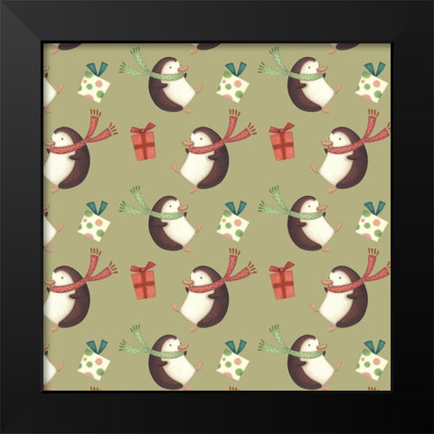 Sledding Snowmen Collection F Black Modern Wood Framed Art Print by Eisner, Viv