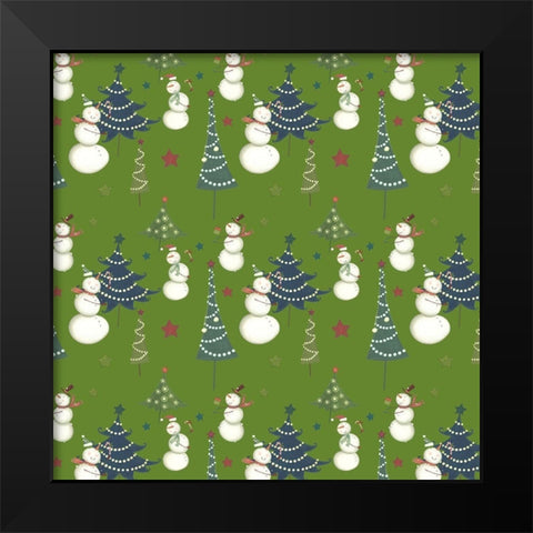 Sledding Snowmen Collection G Black Modern Wood Framed Art Print by Eisner, Viv