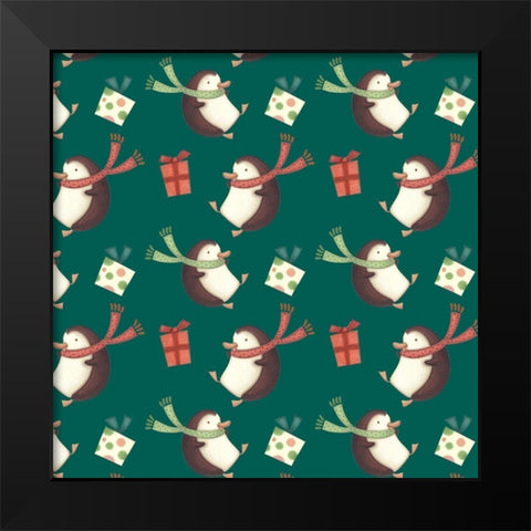 Sledding Snowmen Collection H Black Modern Wood Framed Art Print by Eisner, Viv