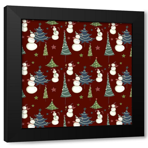Sledding Snowmen Collection I Black Modern Wood Framed Art Print with Double Matting by Eisner, Viv