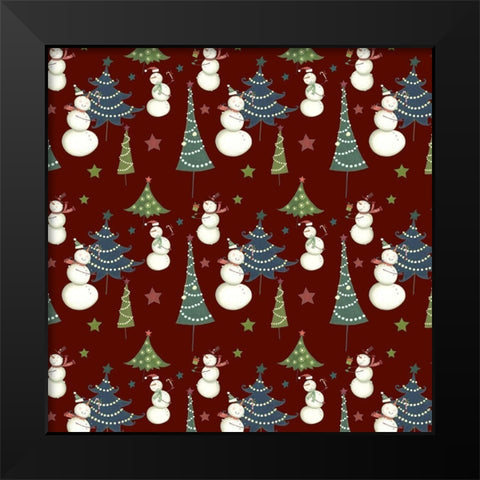 Sledding Snowmen Collection I Black Modern Wood Framed Art Print by Eisner, Viv