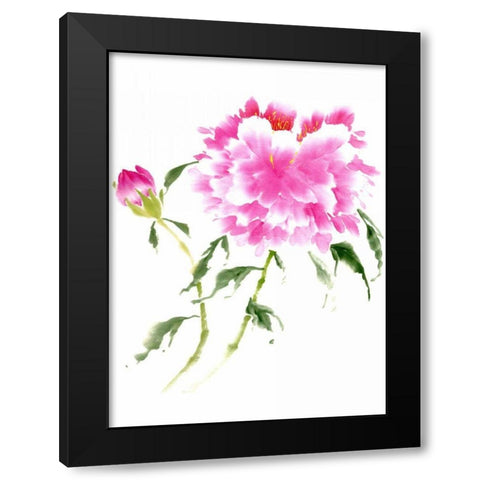 Peonies in Pink II Black Modern Wood Framed Art Print with Double Matting by Parker, Nan Rae