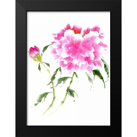 Peonies in Pink II Black Modern Wood Framed Art Print by Parker, Nan Rae