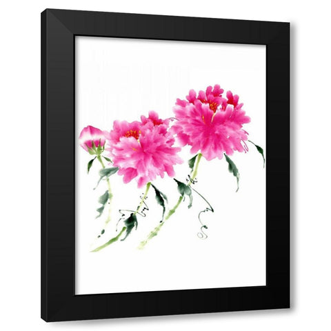 Peonies in Pink III Black Modern Wood Framed Art Print with Double Matting by Parker, Nan Rae