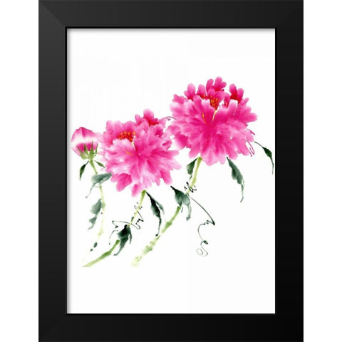 Peonies in Pink III Black Modern Wood Framed Art Print by Parker, Nan Rae