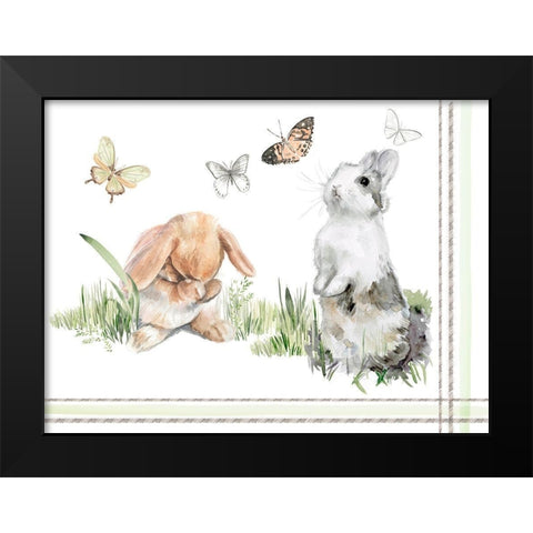 English Bunnies Collection A Black Modern Wood Framed Art Print by Parker, Jennifer Paxton