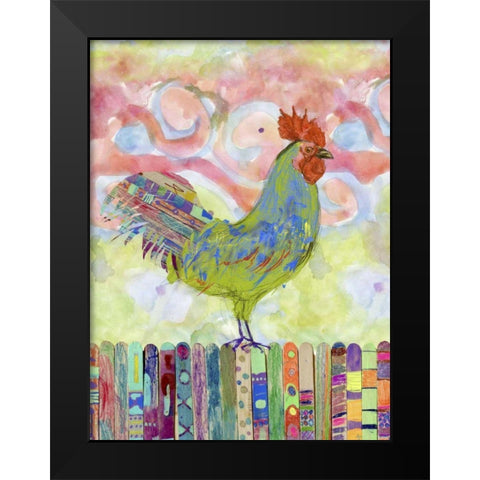 Rooster on a Fence I Black Modern Wood Framed Art Print by Blixt, Ingrid