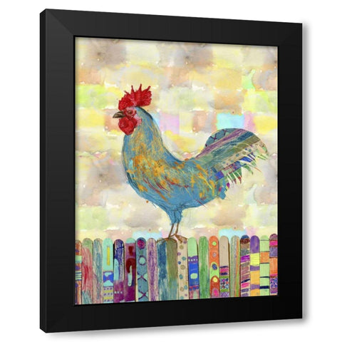 Rooster on a Fence II Black Modern Wood Framed Art Print by Blixt, Ingrid