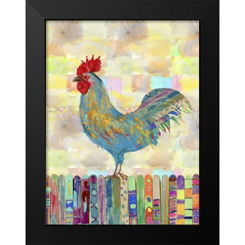 Rooster on a Fence II Black Modern Wood Framed Art Print by Blixt, Ingrid
