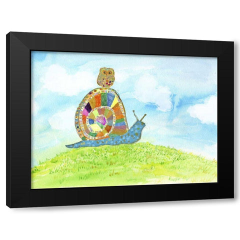Meadow Snail Black Modern Wood Framed Art Print by Blixt, Ingrid