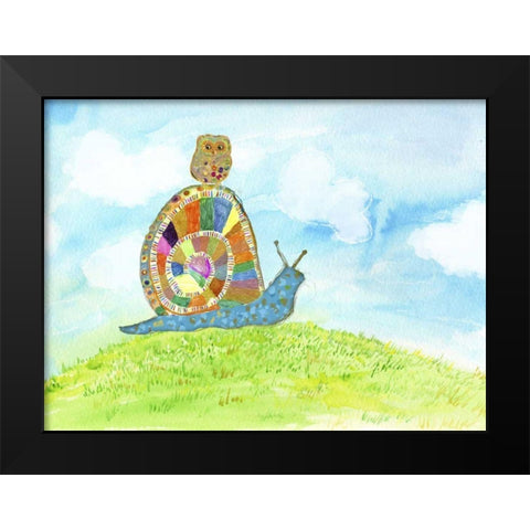 Meadow Snail Black Modern Wood Framed Art Print by Blixt, Ingrid