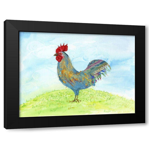 Meadow Rooster Black Modern Wood Framed Art Print with Double Matting by Blixt, Ingrid