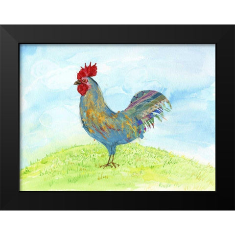Meadow Rooster Black Modern Wood Framed Art Print by Blixt, Ingrid