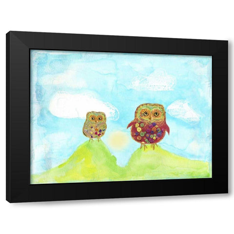 Hilltop Owls Black Modern Wood Framed Art Print by Blixt, Ingrid