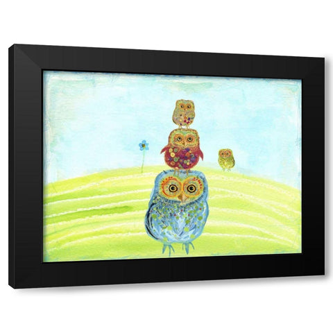 Owl Totem Black Modern Wood Framed Art Print by Blixt, Ingrid
