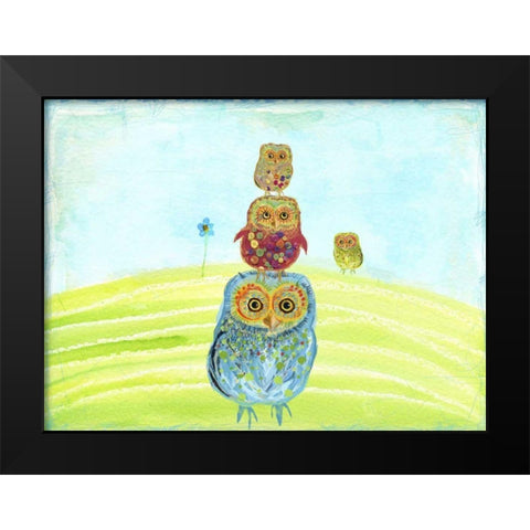 Owl Totem Black Modern Wood Framed Art Print by Blixt, Ingrid