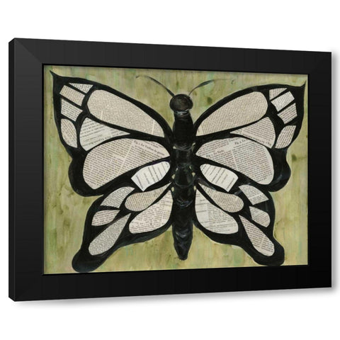 Butterfly Text Black Modern Wood Framed Art Print by Choate, Lisa