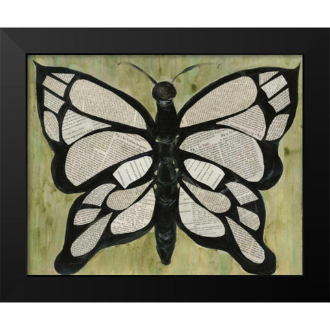 Butterfly Text Black Modern Wood Framed Art Print by Choate, Lisa