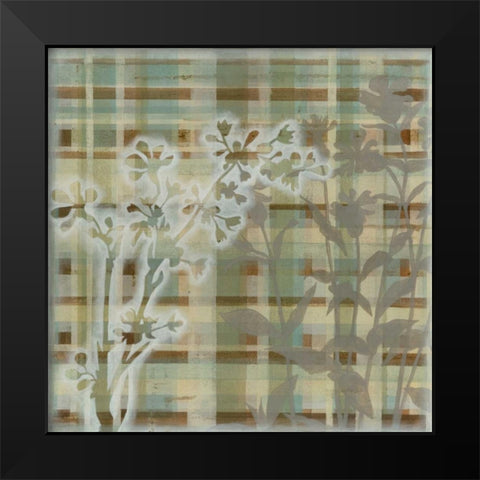 Tartan Floral I Black Modern Wood Framed Art Print by Meagher, Megan