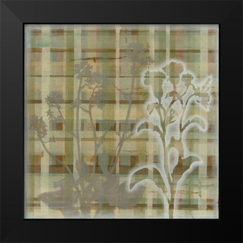 Tartan Floral II Black Modern Wood Framed Art Print by Meagher, Megan
