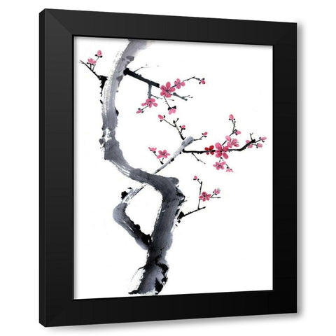 Plum Blossom Branch I Black Modern Wood Framed Art Print with Double Matting by Parker, Nan Rae