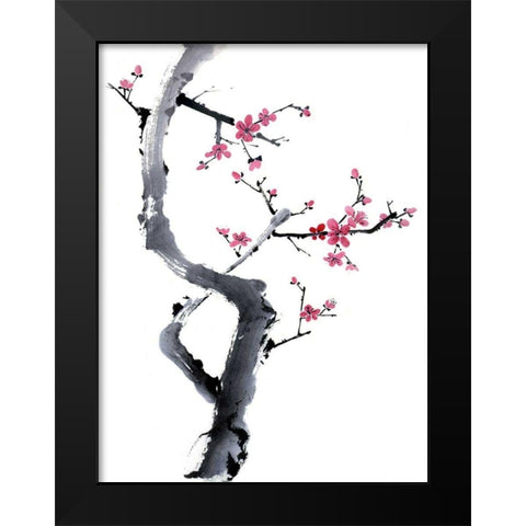 Plum Blossom Branch I Black Modern Wood Framed Art Print by Parker, Nan Rae