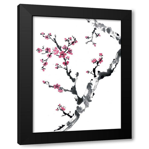 Plum Blossom Branch II Black Modern Wood Framed Art Print by Parker, Nan Rae