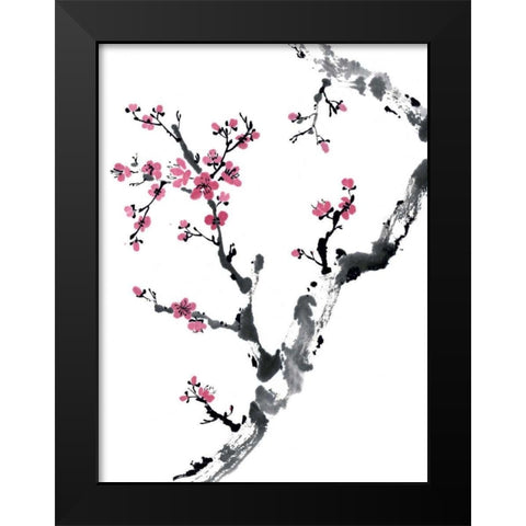 Plum Blossom Branch II Black Modern Wood Framed Art Print by Parker, Nan Rae