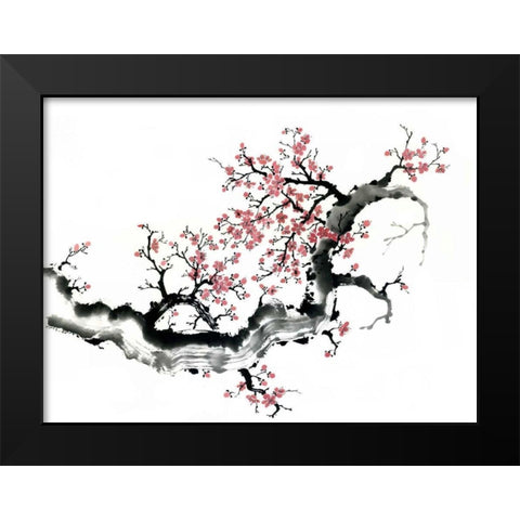 Plum Blossom Branch III Black Modern Wood Framed Art Print by Parker, Nan Rae