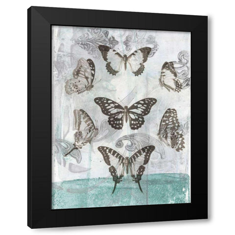 Butterflies and Filigree I Black Modern Wood Framed Art Print with Double Matting by Goldberger, Jennifer