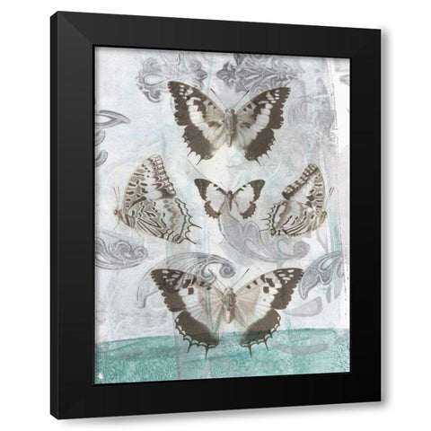 Butterflies and Filigree II Black Modern Wood Framed Art Print with Double Matting by Goldberger, Jennifer