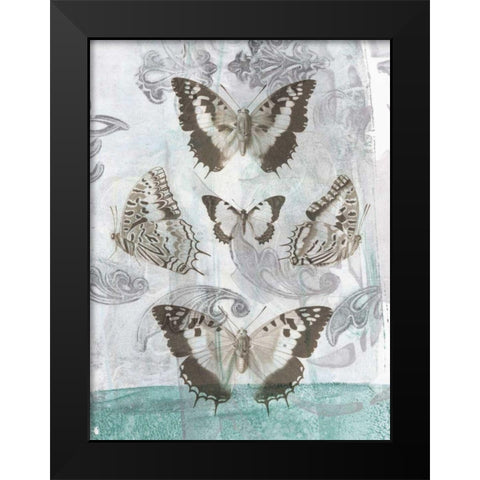 Butterflies and Filigree II Black Modern Wood Framed Art Print by Goldberger, Jennifer