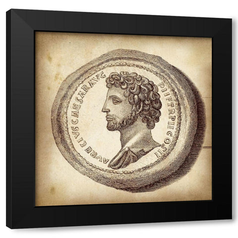 Cus. Antique Roman Coins VI A - LIB Black Modern Wood Framed Art Print with Double Matting by Unknown
